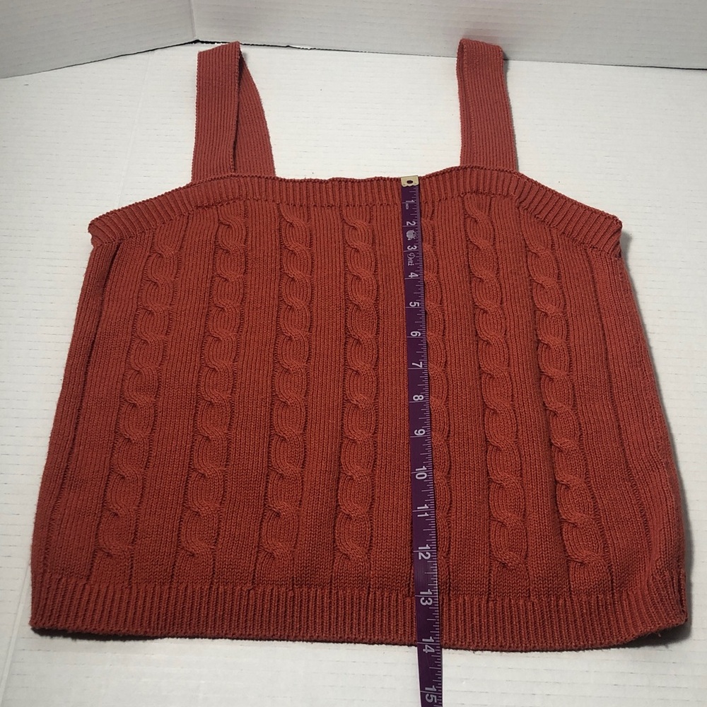 JOIE Burnt Orange Cotton Blend Twin Set Cable Knit Cardigan Sweater & Top Size S - Picture 9 of 9